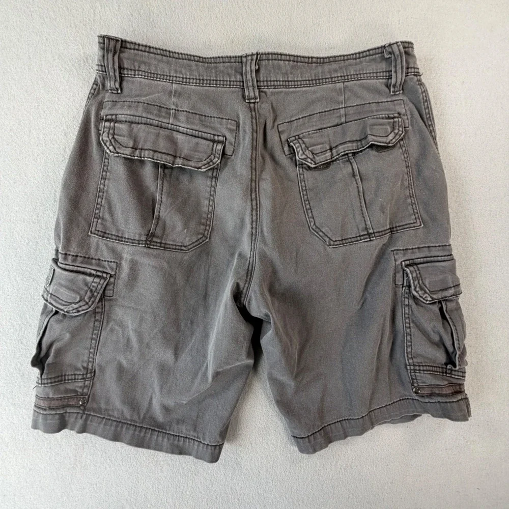 Unionbay Men Grey Cotton Stretch Multi Pocket Cargo Shorts Size 32 Workwear Y2K